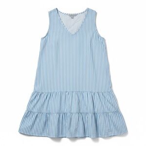 Blue Striped Sleeveless Midi Dress beach la Mer luxe XL